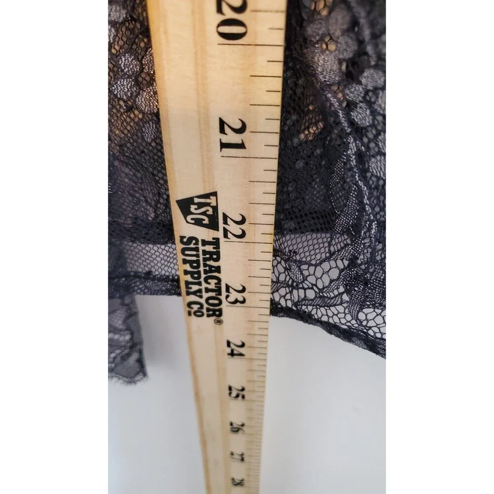 Anthropologie Maeve XS Lace Sheer Long Sleeve Button Down Blouse Black Witchy - Picture 6 of 7